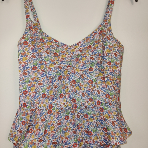 J. Crew Multicolor Floral Peplum Midi Dress - Picture 2 of 6